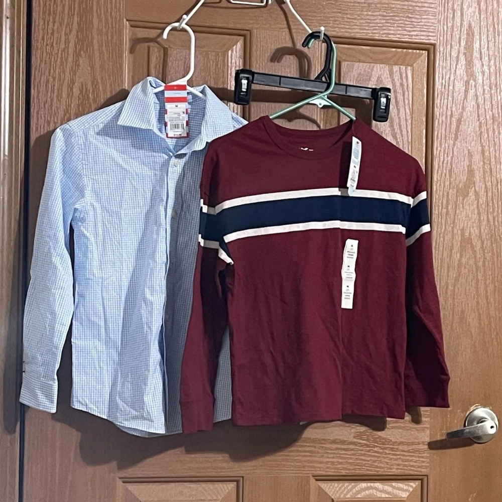 Target Kids Button Down and Long Sleeve Shirt Set - Blue and Red